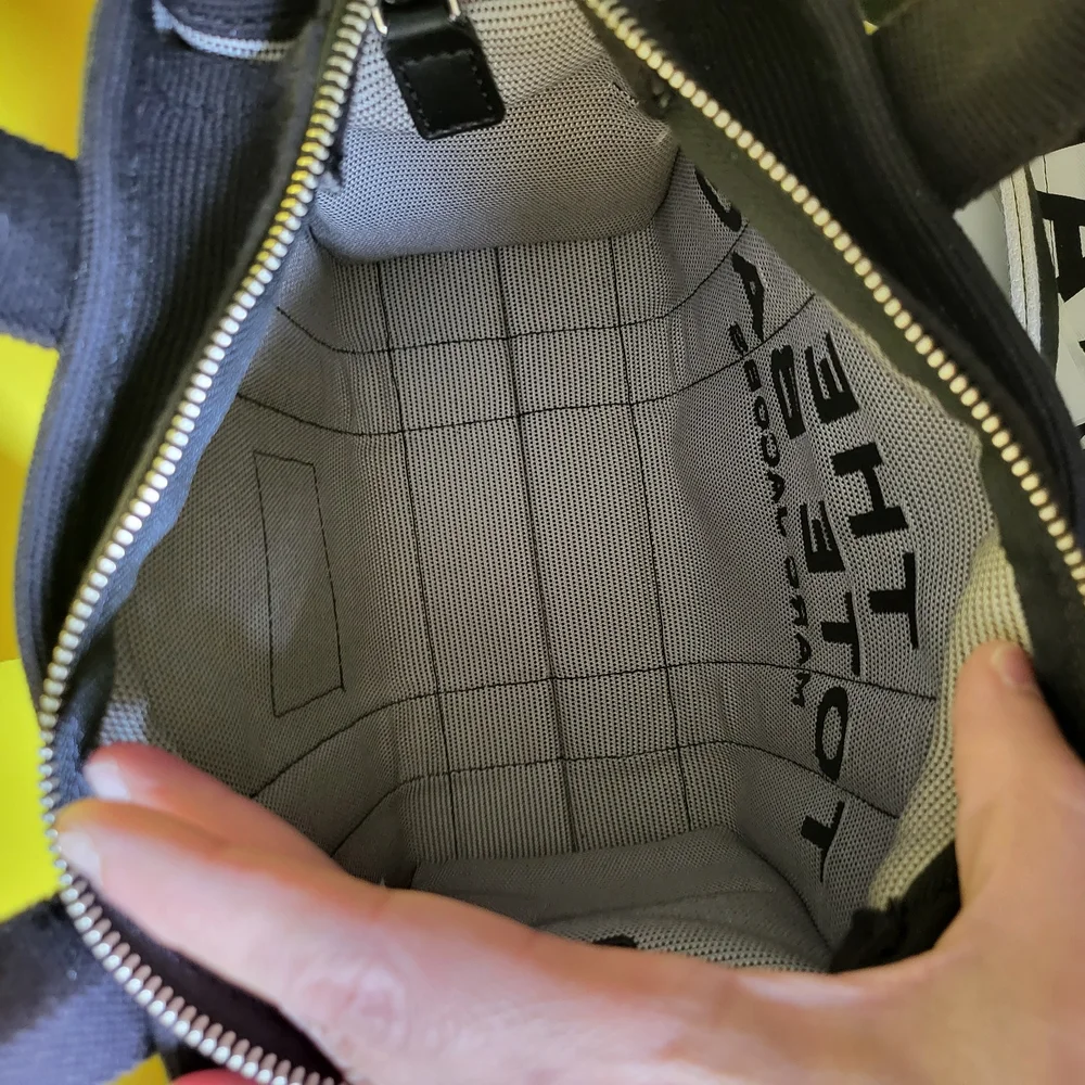 Marc Jacobs Black Canvas Tote Bag with Bold Text - Picture 3 of 7